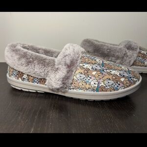 NWOB Skechers BOBS Too Cozy Dapper Pup Slippers Grey/Multicolor Womans 11